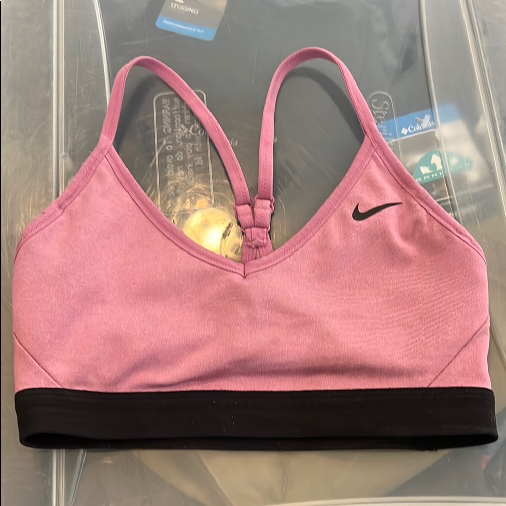 Nike Pink and Black Sports Bra Medium Impact